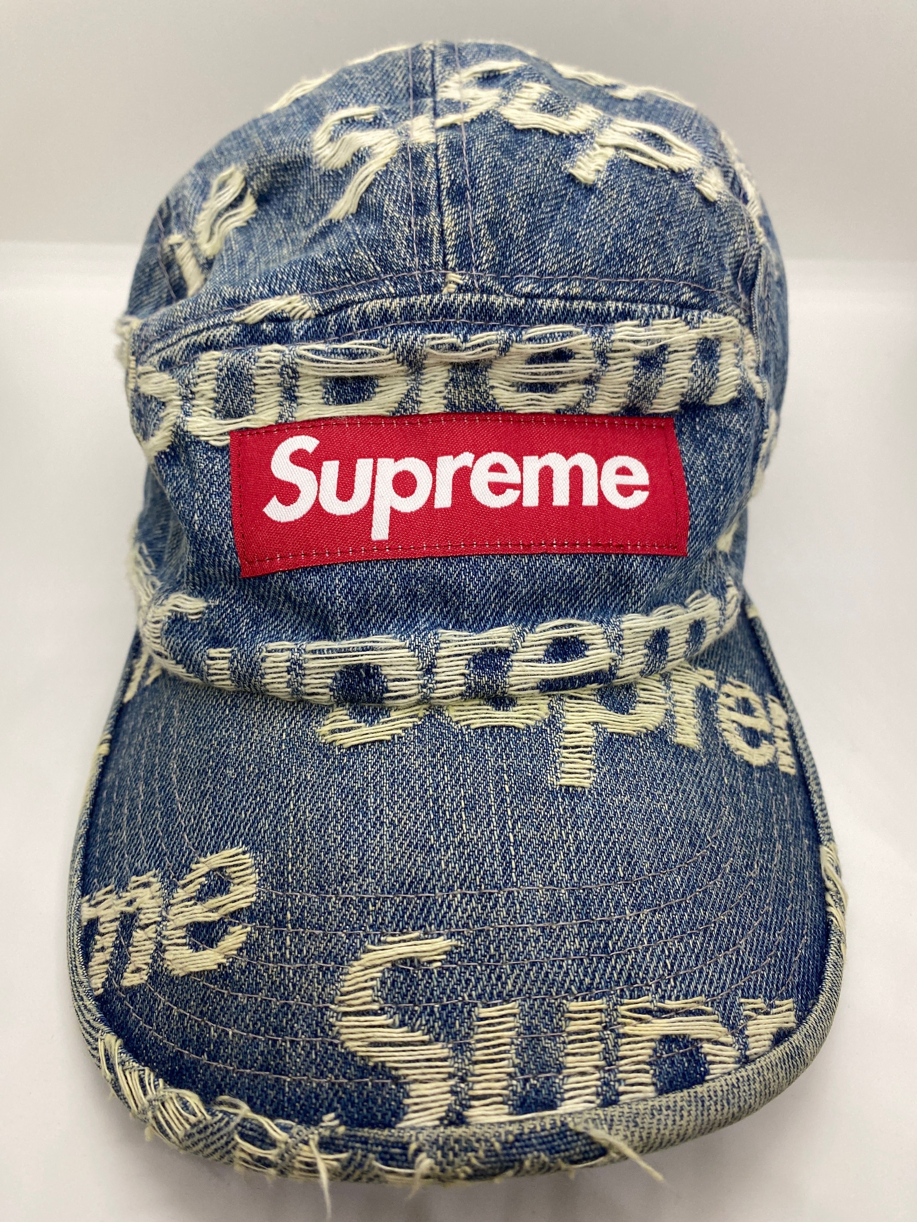 Supreme Frayed Logos Denim Camp Cap "Blue"