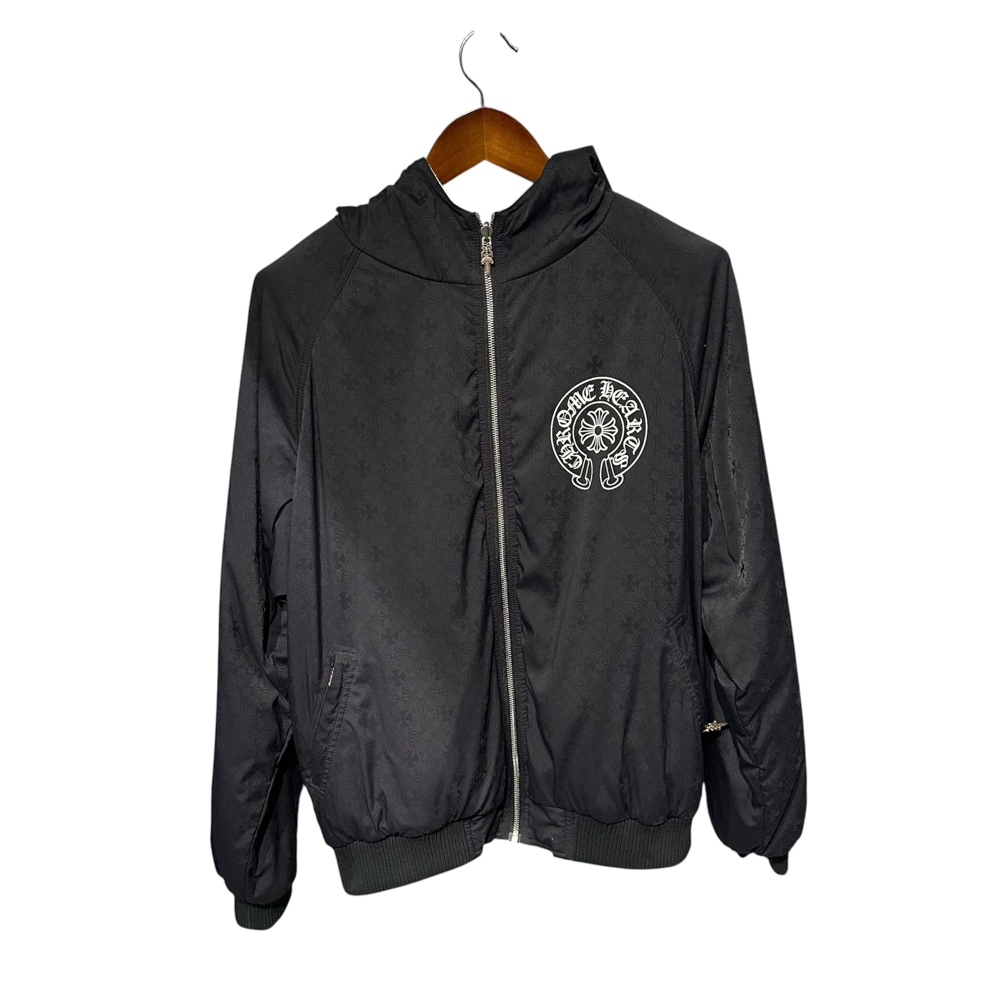Chrome Hearts Reversible Zip-up Hoodie Blouson with All-Over CH Plus Print "Black/Grey"