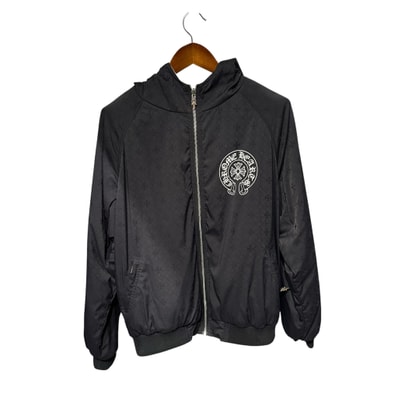 Chrome Hearts Reversible Zip-up Hoodie Blouson with All-Over CH Plus Print "Black/Grey"