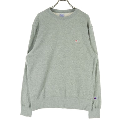 美品 Champion チャンピオン ワンポイントロゴ 長袖 クルーネック スウェット トレーナー L グレー