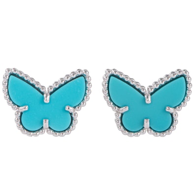 Van Cleef & Arpels ヴァンクリーフ&アーペル スウィート パピヨン ピアス VCARN5JN00 K18WG ターコイズ シルバー ブルー【中古】