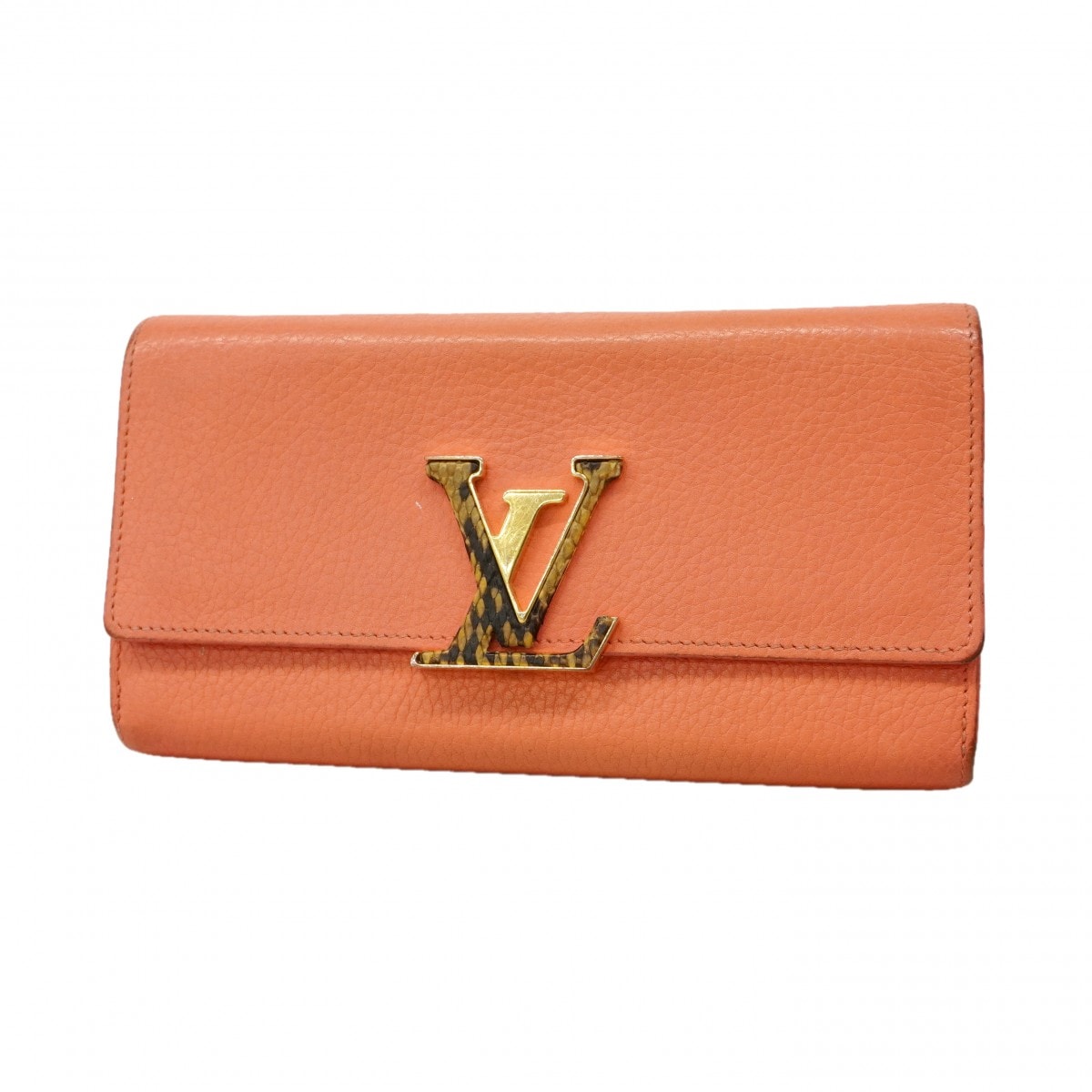 【6db0820-k】ルイヴィトン 長財布 トリヨン ポルトフォイユカプシーヌ N92927 パイソン ピンク【中古】レディース