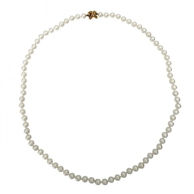 TIFFANY&Co. ティファニー ネックレス パールネックレス シグネチャー 真珠 ジュエリー K18イエローゴールド パール パール レディース 約18.0g【中古品】