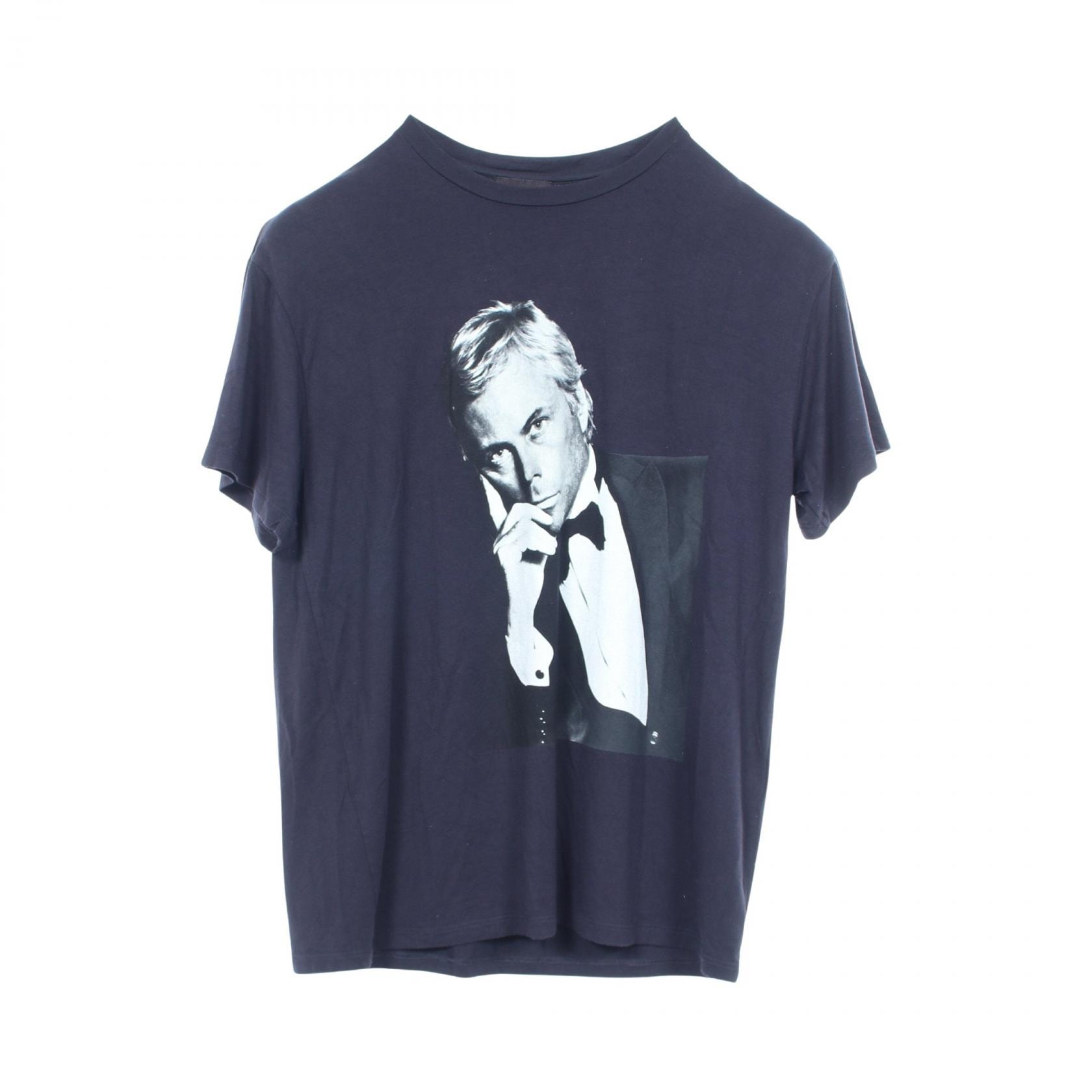 ジョルジオアルマーニ GIORGIO ARMANI フォトグラフィック プリント 半袖Tシャツ 衣料品 トップス ビスコース メンズ ネイビー系 【中古】
