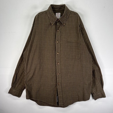 古着 ブルックスブラザーズ Brooks Brothers 長袖シャツ ボタンダウン フランネル M ブラウン系 チェック メンズ
