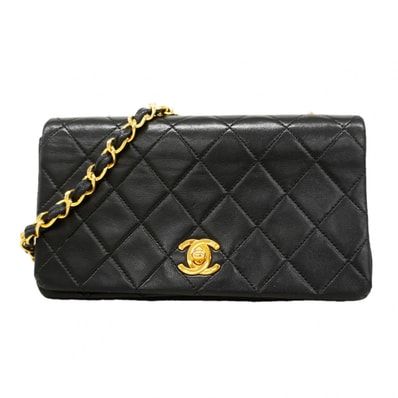 【6fa0876】シャネル ショルダーバッグ ミニマトラッセ チェーンショルダー ラムスキン ブラック ゴールド金具【中古】レディース