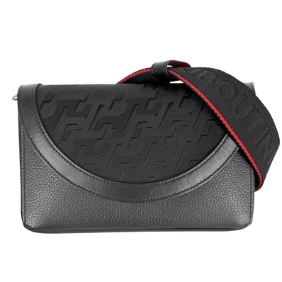 Christian Louboutin クリスチャンルブタン ショルダーバッグ エクスプローラーファンクウォレット ショルダーウォレット 肩掛け 斜め掛け レザー ブラック 黒 レッド 赤 ガンメタル金具 ユニセックス【中古品】