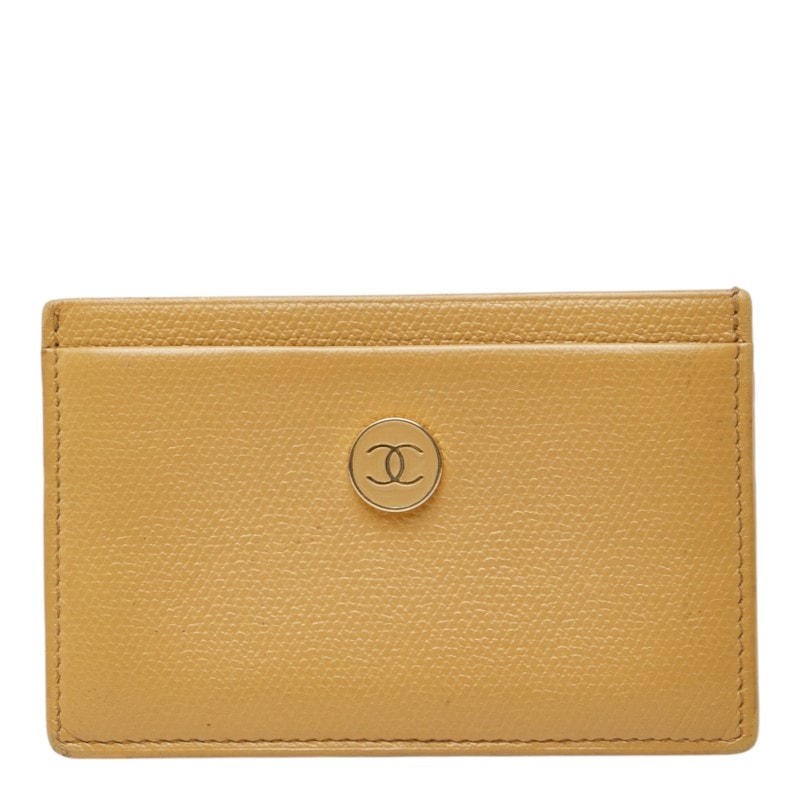 シャネル ココマーク カードケース ベージュ レザー レディース CHANEL 中古