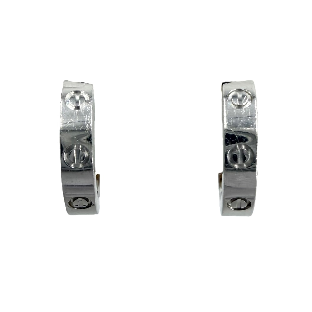 CARTIER カルティエ ピアス フープピアス ミニラブ ビスモチーフ 小さめ 18金WG Au750 ジュエリー アクセサリー K18ホワイトゴールド レディース 約3.8g【中古品】