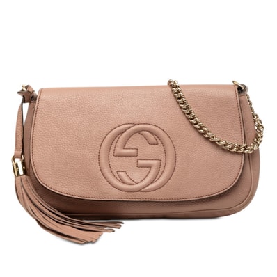 グッチ ソーホー 斜め掛け チェーン ショルダーバッグ 336752 ピンク レザー レディース GUCCI 【中古】