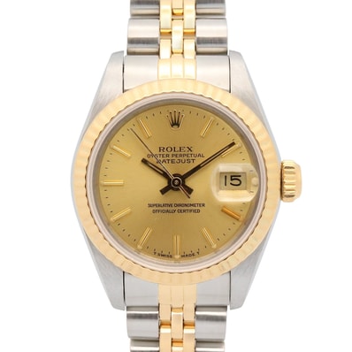 ロレックス ROLEX デイトジャスト 97番 腕時計 時計 K18(イエローゴールド) ステンレススチール レディース ゴールド系 シャンパン/バー 69173 【中古】