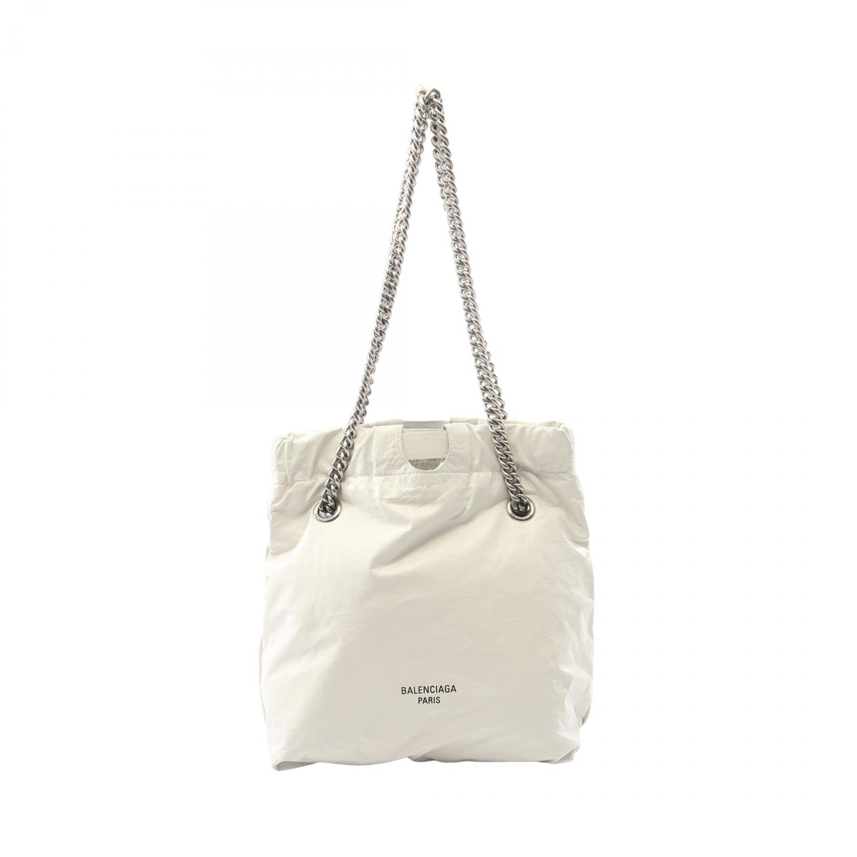 バレンシアガ BALENCIAGA Crush スモール トートバッグ ショルダーバッグ バッグ レザー レディース ホワイト系 742942 【中古】