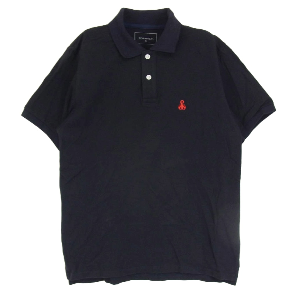 SOPHNET. ソフネット ポロシャツ SOPH-000074 SCORPION POLO SHIRT 胸元 刺繍 半袖 ポロシャツ ネイビー系 S【中古】
