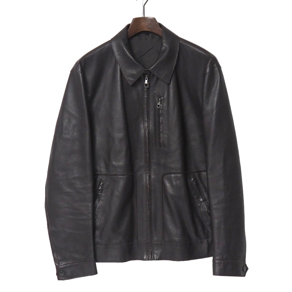 Salvatore Ferragamo サルヴァトーレフェラガモ ライダースジャケット サイズ50 ガンチーニ シングル レザージャケット ブランド古着【中古】20260609/RA9732