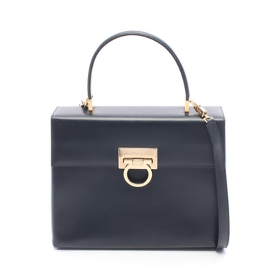 サルヴァトーレフェラガモ Salvatore Ferragamo ガンチーニ 2WAY ハンドバッグ バッグ レザー レディース ブラック系 【中古】
