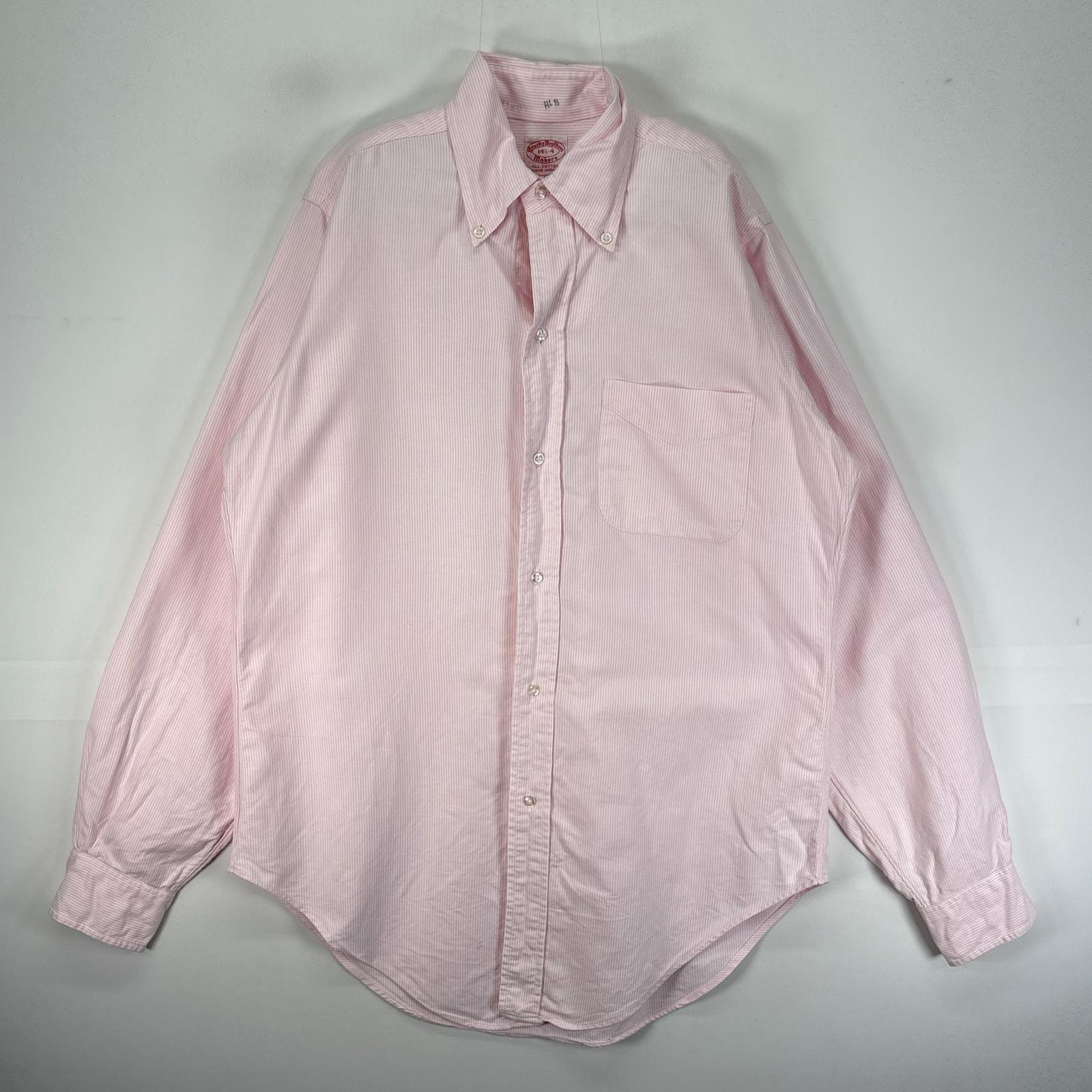 古着 60's/60年代 ヴィンテージ ブルックスブラザーズ Brooks Brothers 長袖シャツ ボタンダウン 6ボタン S  ピンク系 ストライプ メンズ