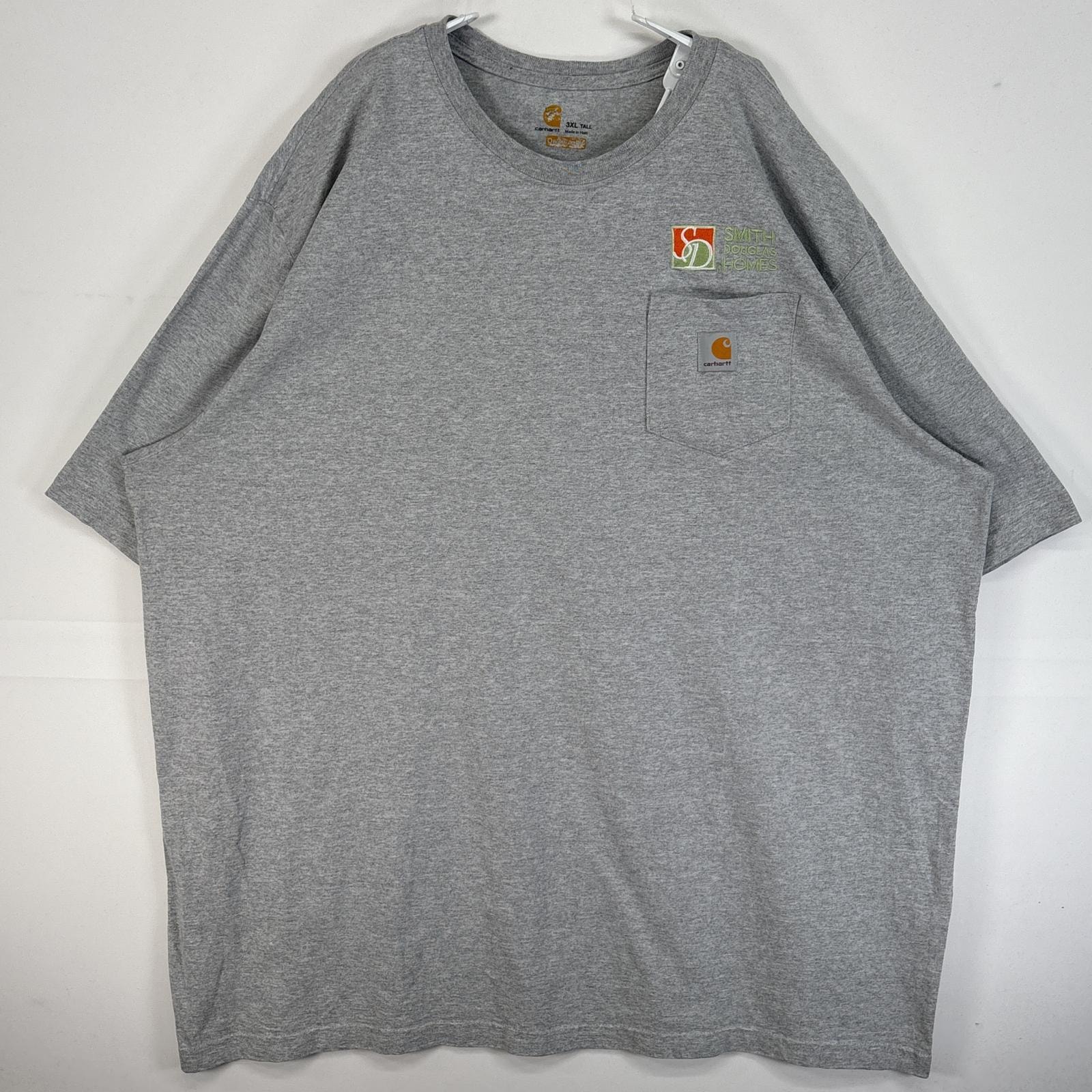 古着 カーハート Carhartt 半袖Tシャツ 大きいサイズ 肉厚 ワンポイント ロゴ 胸ポケ 3XL  グレー 無地 メンズ