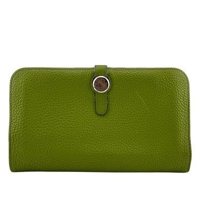 エルメス HERMES 長財布 ドゴンGM Dリング ベルト開閉 二つ折り グリーン