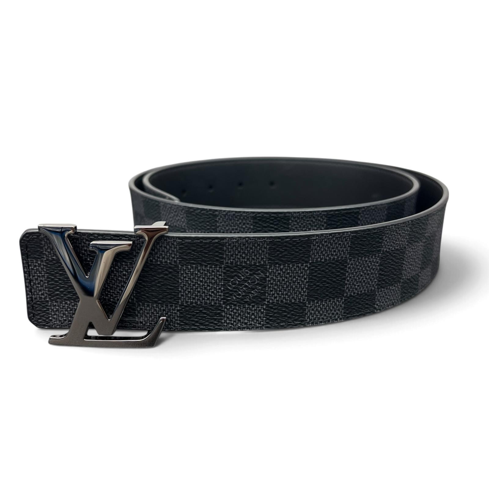 LOUIS VUITTON 極美品 ルイヴィトン サンチュール LVイニシャル 40MM リバーシブル ダミエグラフィット ベルト M0213T PVC レザー LN1263 ブラック #95/38 メンズ LV ヴィトン Aランク 中古 鑑定済