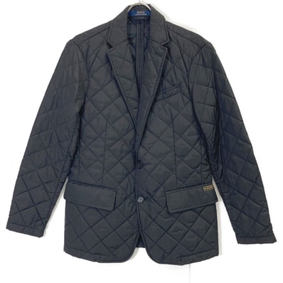 ポロ ラルフローレン ブラック キルティングテーラードジャケット エルボパッチ S