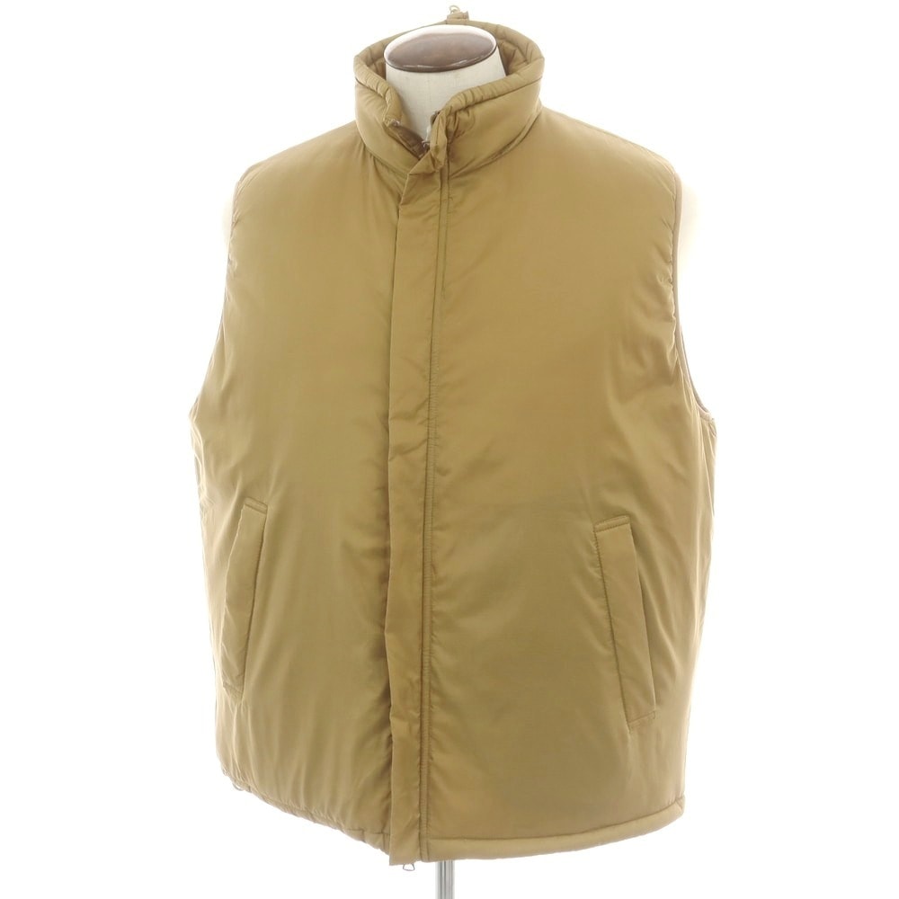 【中古】ビームスプラス BEAMS PLUS リップストップナイロン 中綿ダウンベスト カーキ【サイズL】【メンズ】