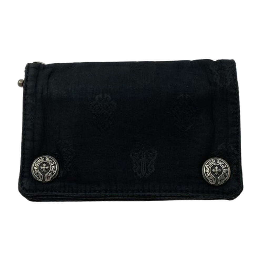 CHROME HEARTS クロムハーツ(原本無) ウォレット 2ZIP 2ジップ クロスボールボタンナイロンウォレット ブラック系【中古】