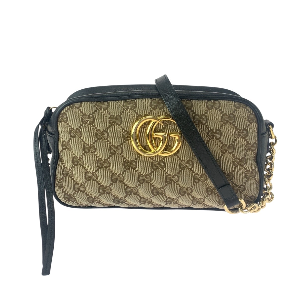 美品 GUCCI グッチ GGマーモント キルティング ベージュ ブラウン ゴールド金具 GGキャンバス ショルダーバッグ 505319 【中古】