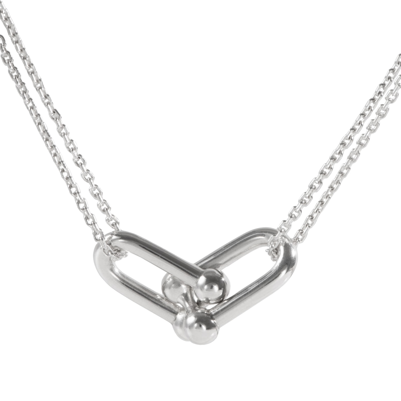 TIFFANY&Co. ティファニー ハードウェア ダブル リンク ペンダント ネックレス  スターリングシルバー シルバー【中古】