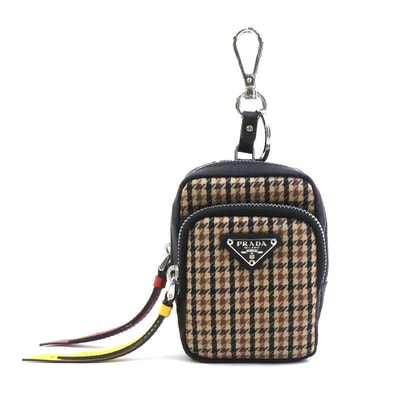 プラダ PRADA ポーチ ナイロン ブラウン×ブラック ユニセックス 2TT071【中古】 56561a