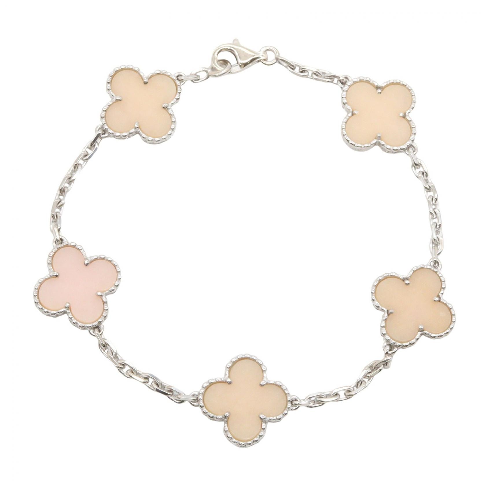 ヴァンクリーフ&アーペル Van Cleef & Arpels ヴィテージアルハンブラ ピンクオパール 5Pブレスレット ブレスレット アクセサリー K18WG(ホワイトゴールド) ピンクオパール レディース シルバー系 / ピンク系