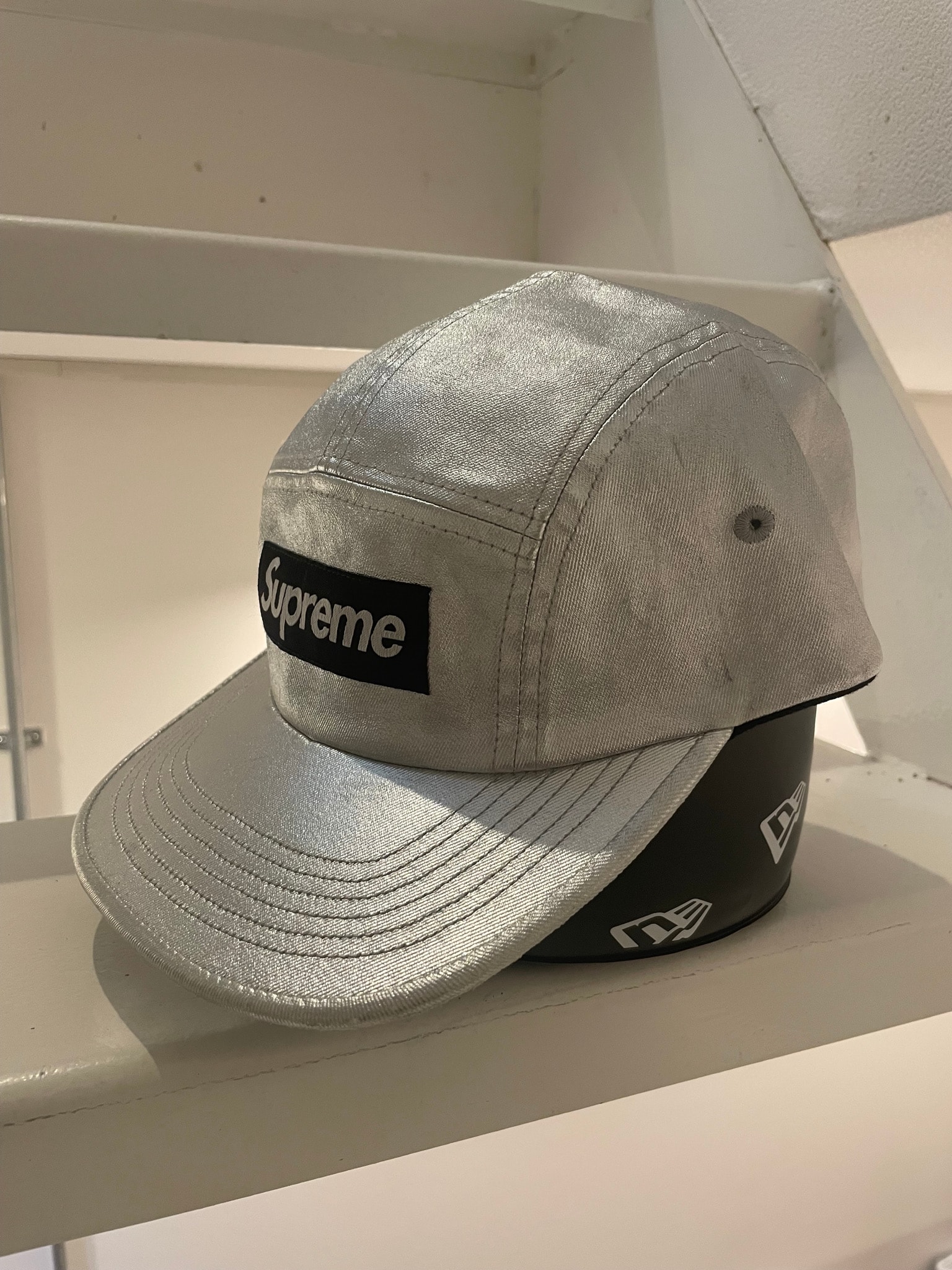 Supreme Washed Chino Twill Camp Cap "Silver"