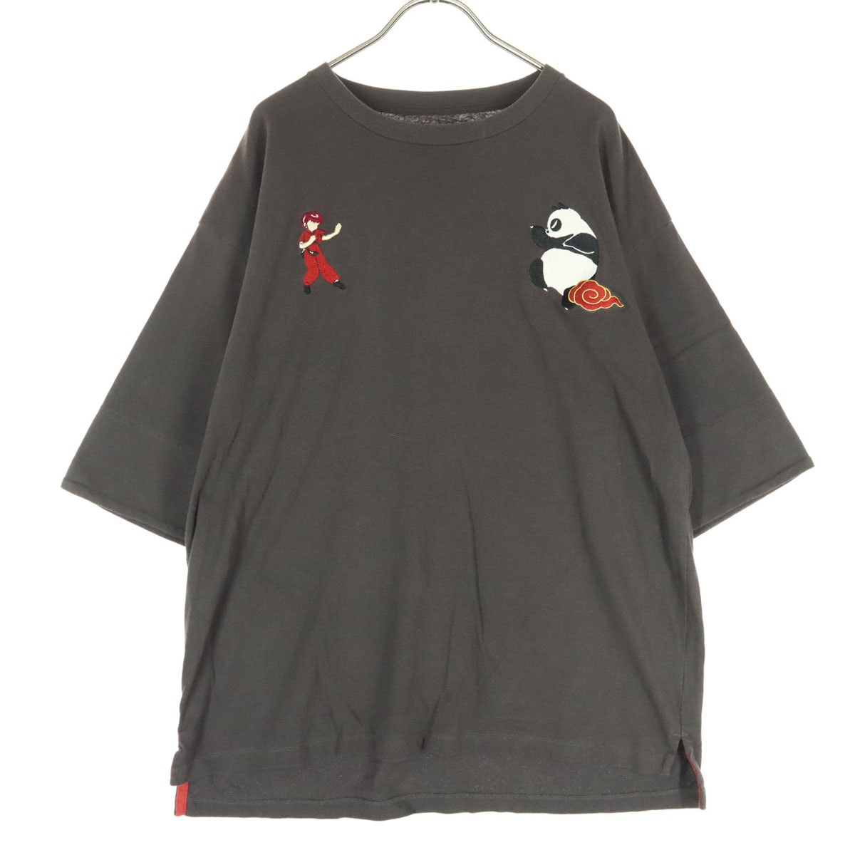 graniph グラニフ らんま1/2 コラボ キャラクター刺繍 半袖 Tシャツ M チャコールグレー