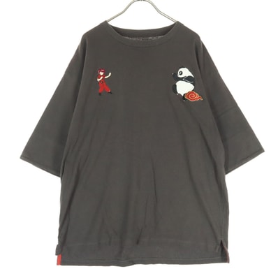 graniph グラニフ らんま1/2 コラボ キャラクター刺繍 半袖 Tシャツ M チャコールグレー