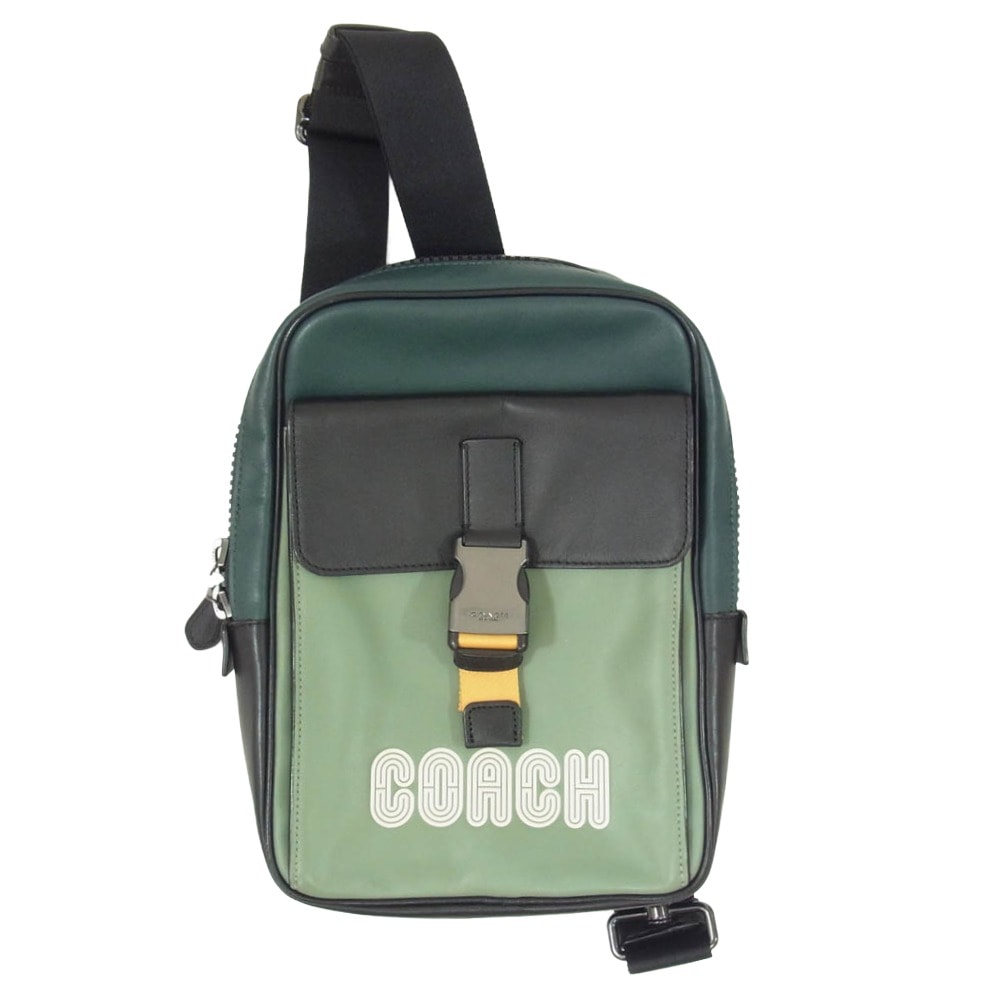 COACH コーチ ショルダーバッグ C6647 ロゴ ボディバッグ ショルダーバッグ クロスボディバッグ グリーン系【中古】