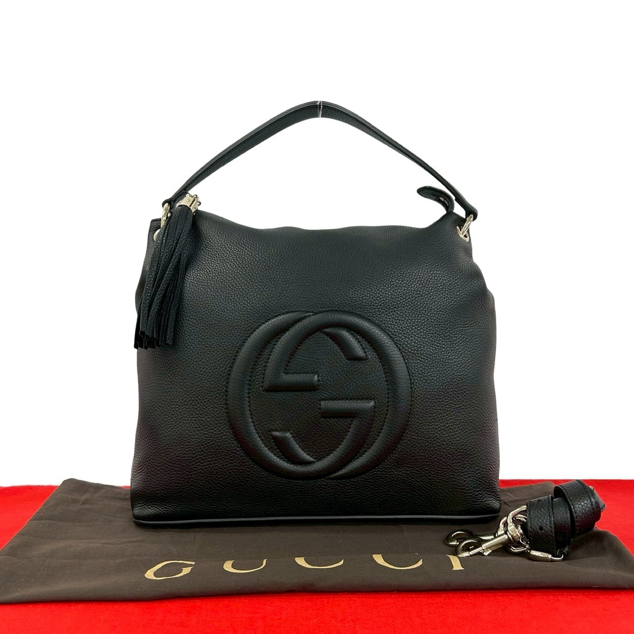 GUCCI グッチ ソーホー インターロッキング G レザー ショルダーバッグ ブラック
 80809