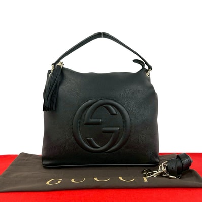 GUCCI グッチ ソーホー インターロッキング G レザー ショルダーバッグ ブラック
80809
