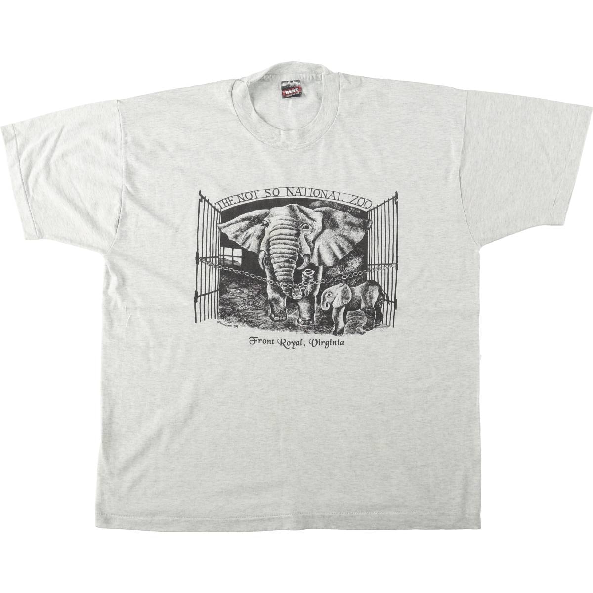 古着 90年代 フルーツオブザルーム FRUIT OF THE LOOM BEST 象柄 アニマルTシャツ USA製 メンズXL相当 ヴィンテージ/eaa664447