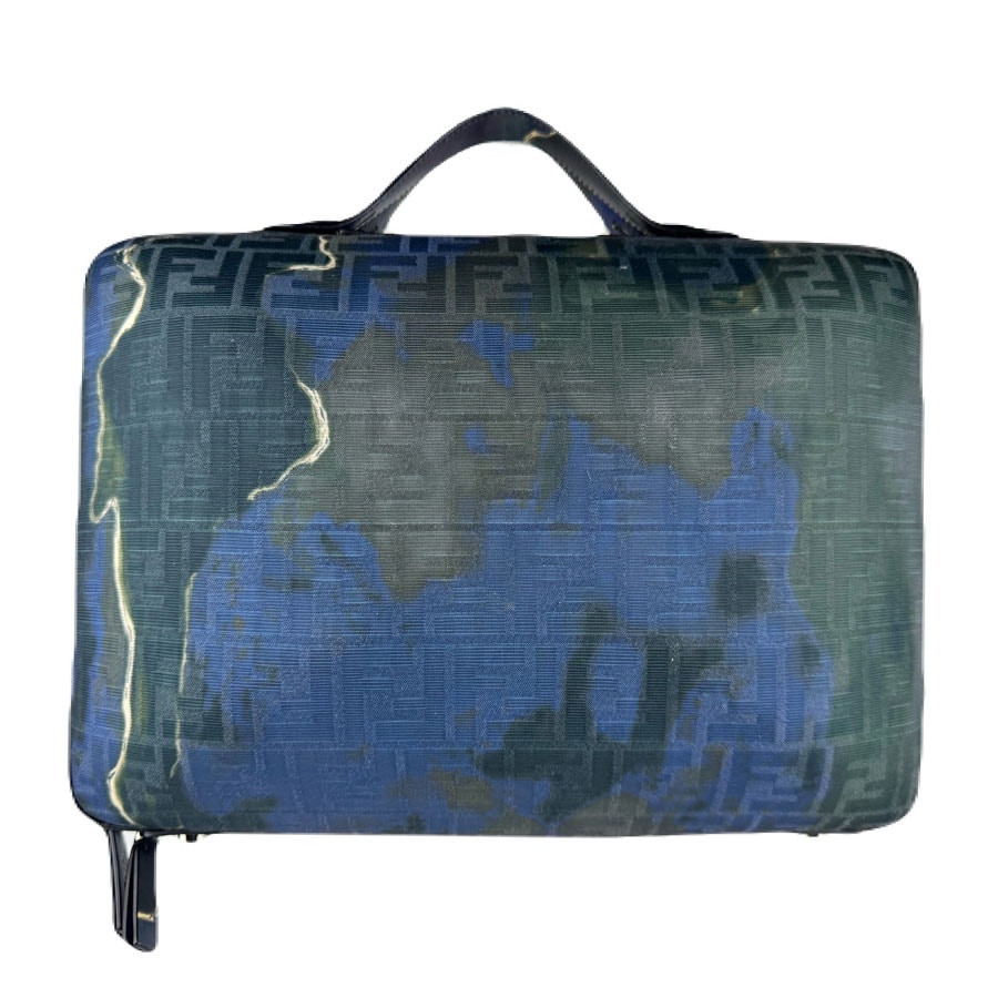 フェンディ FENDI ショルダーバッグ スーツケース キャンバス/レザー ブルー×グリーン メンズ 7VV156-AHUE【中古】 z8773