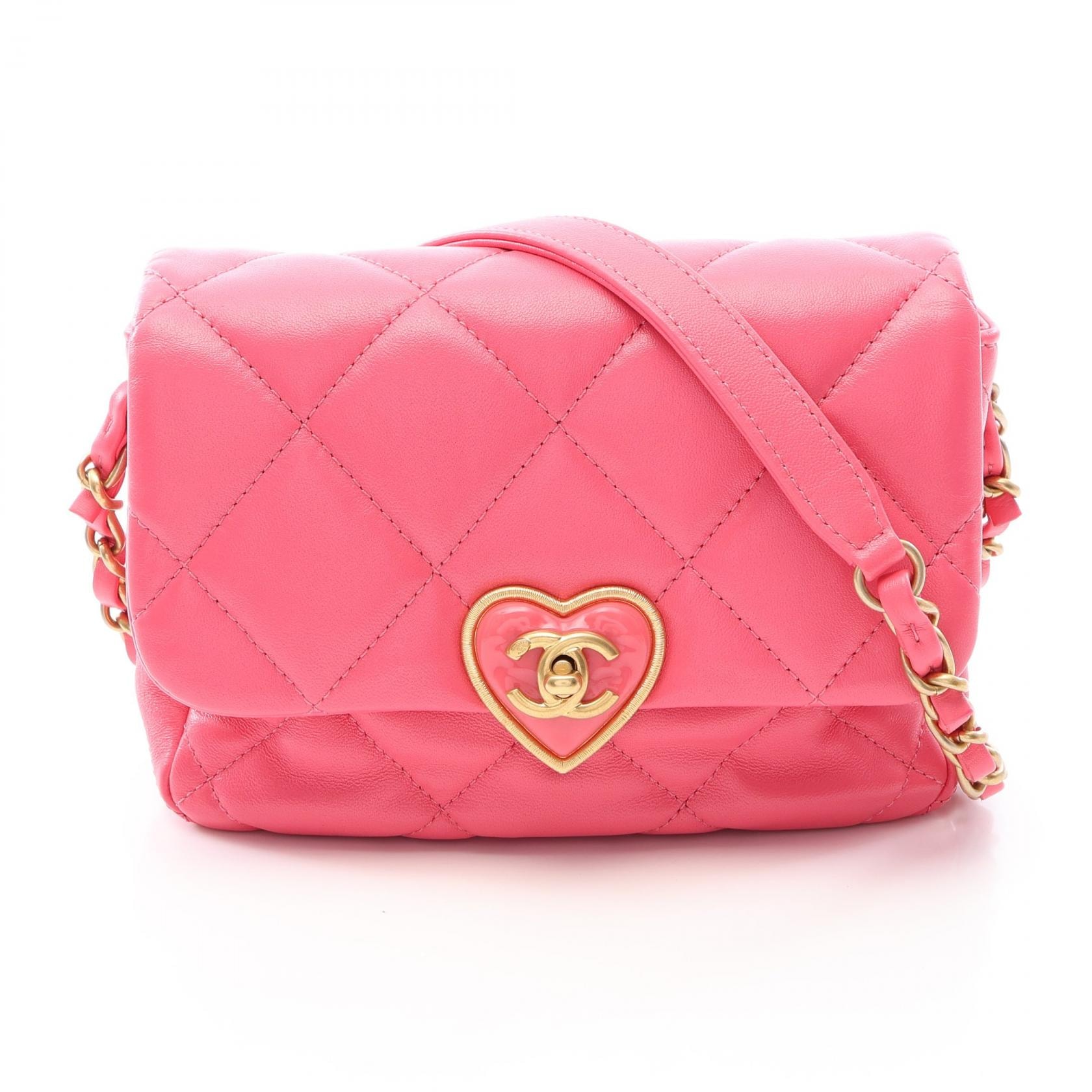 シャネル CHANEL マトラッセ ハートロック ショルダーバッグ バッグ ラムスキン(羊革) レディース ピンク系 AS3979 【中古】