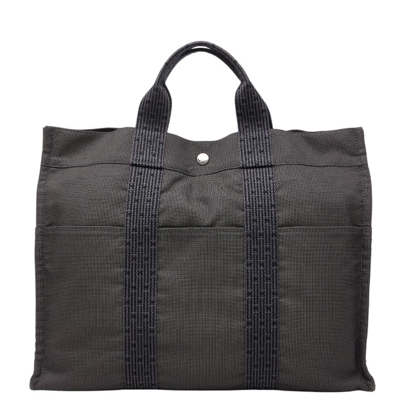 エルメス エールラインMM トートバッグ ハンドバッグ グレー系 キャンバス レディース HERMES 【中古】
