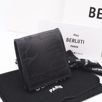 極美品 Berluti ベルルッティ ヴェネチア レザー スクリット オリジン コインパース - コインケース ブラック レザー メンズ