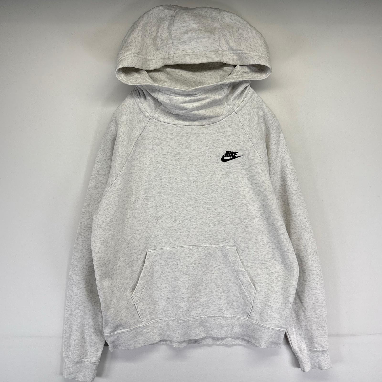 古着 ナイキ NIKE パーカー プルオーバー  スウェット ワンポイントロゴ刺繍 フーディ M  グレー系 メンズ