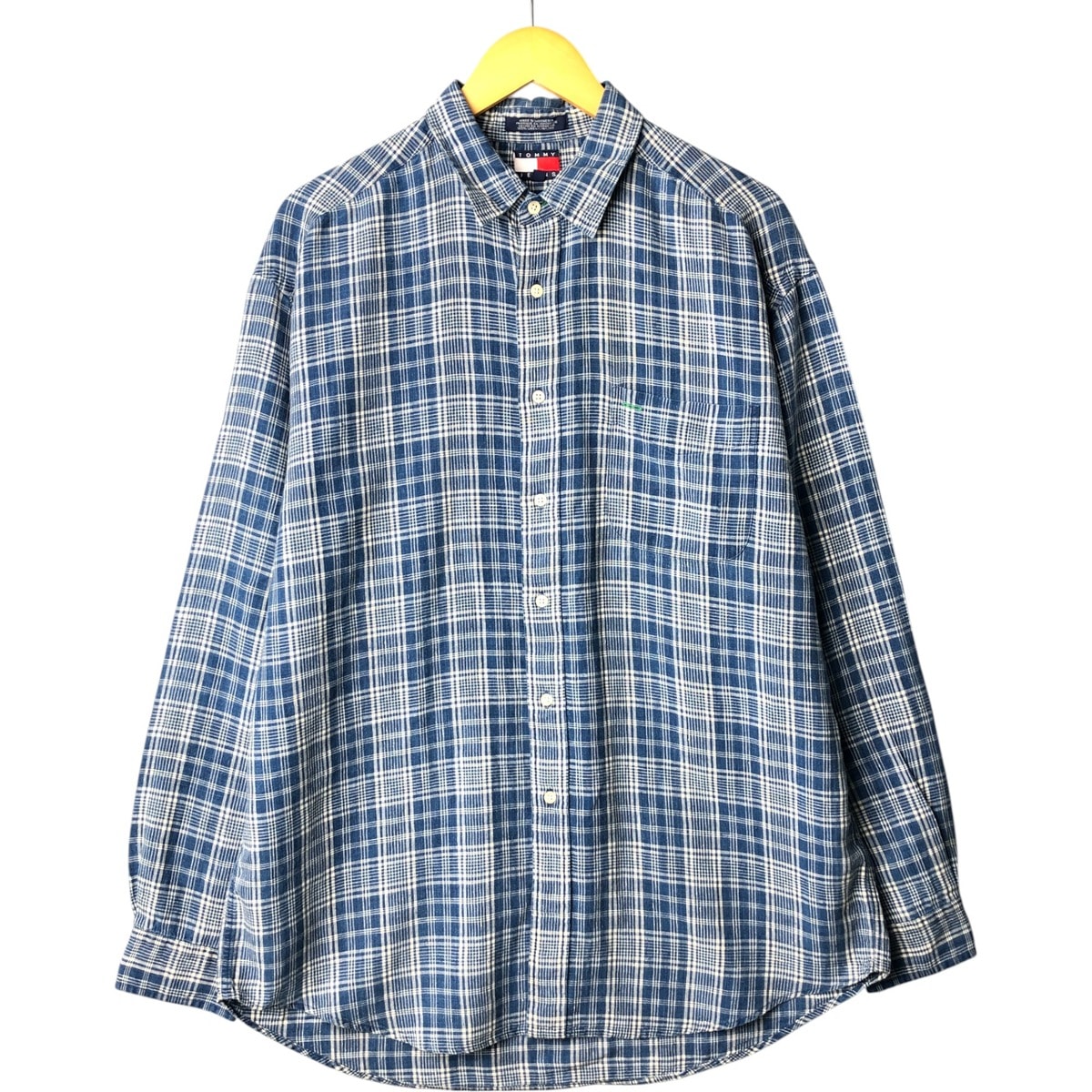 古着 90年代~ トミーヒルフィガー TOMMY HILFIGER JEANS チェック柄 長袖 リネンシャツ メンズL相当 ヴィンテージ/eaa570132