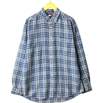 古着 90年代~ トミーヒルフィガー TOMMY HILFIGER JEANS チェック柄 長袖 リネンシャツ メンズL相当 ヴィンテージ/eaa570132