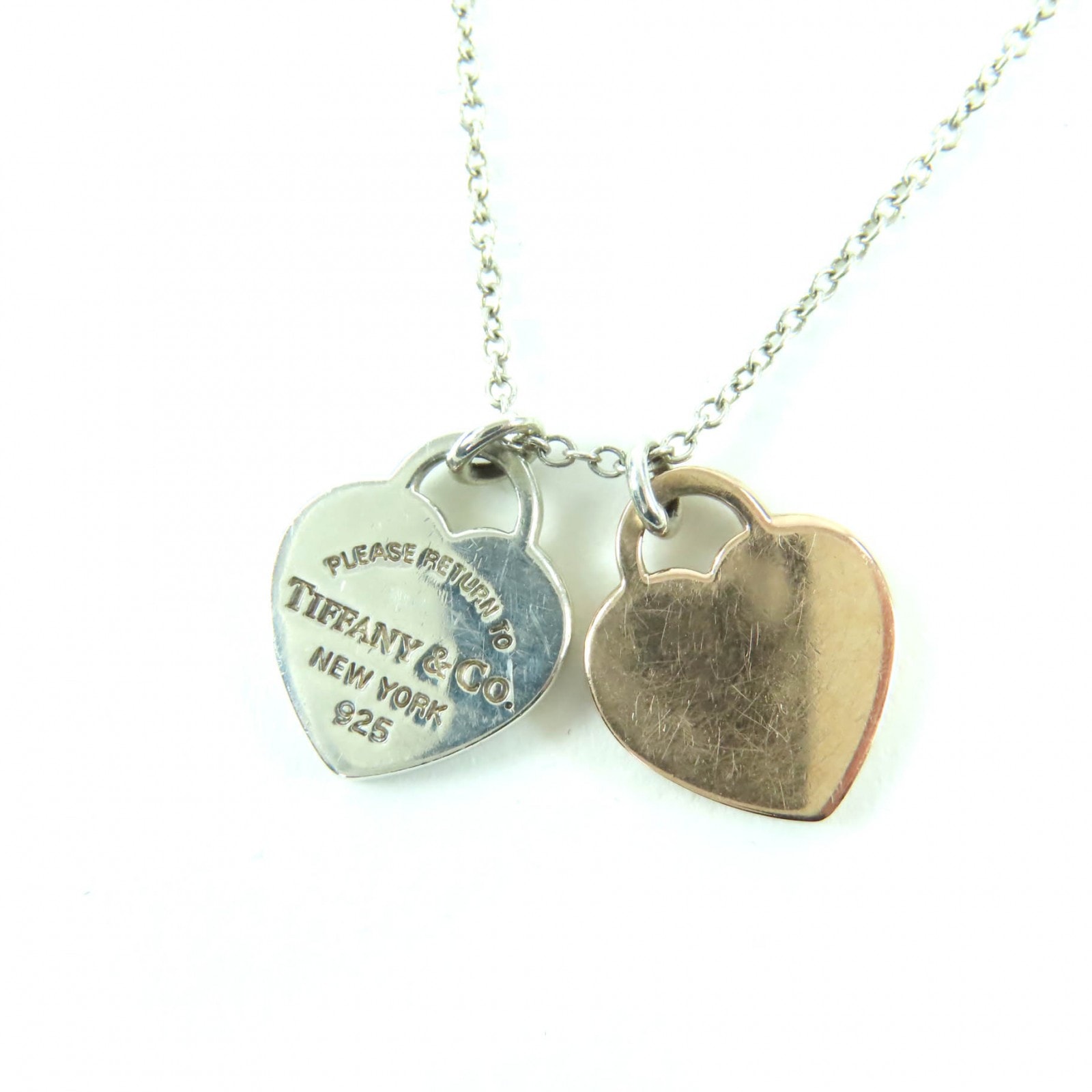 良品 ティファニー ダブルハートタグ ネックレス シルバー レディース
