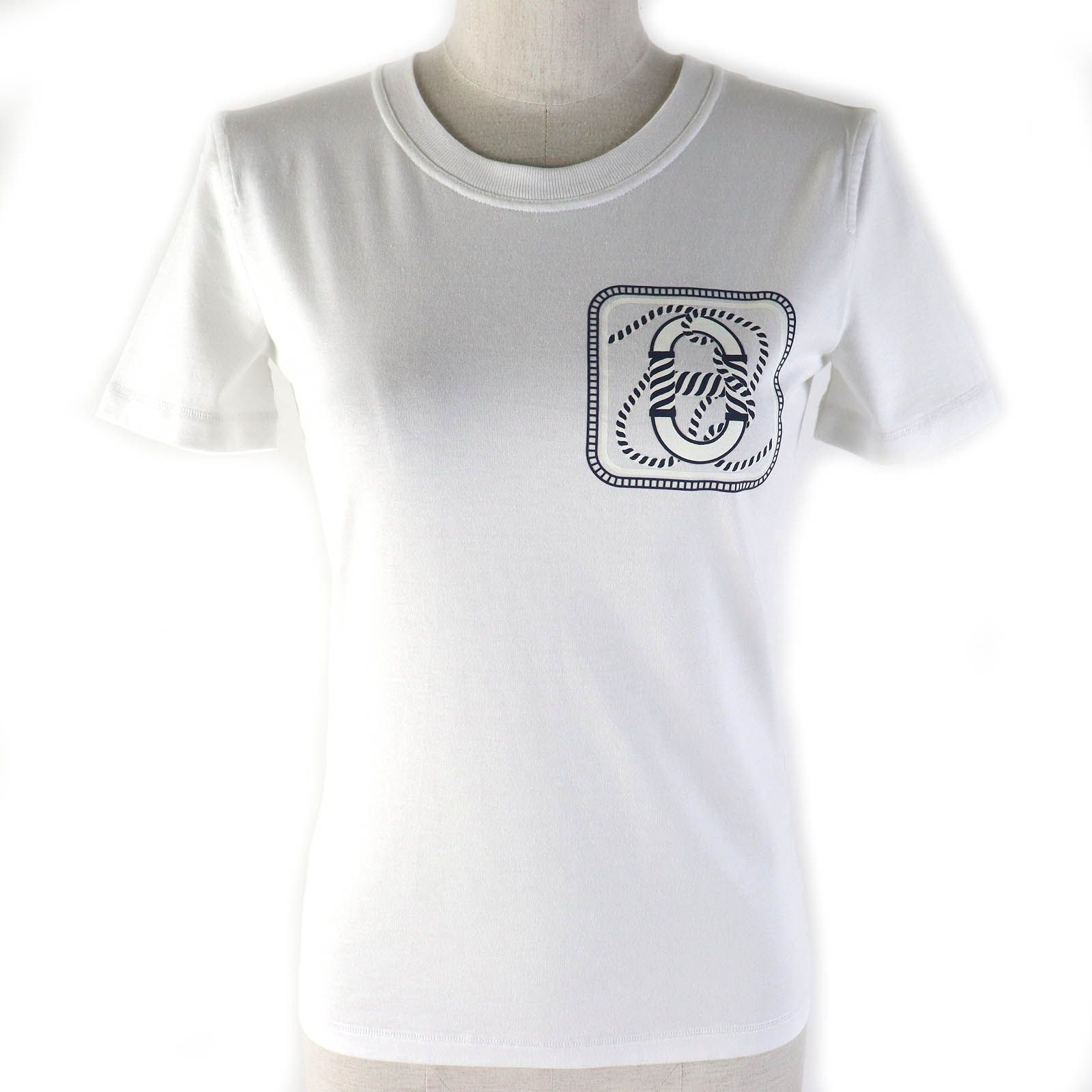 エルメス
 半袖Ｔシャツ ホワイト ネイビー レディース 34