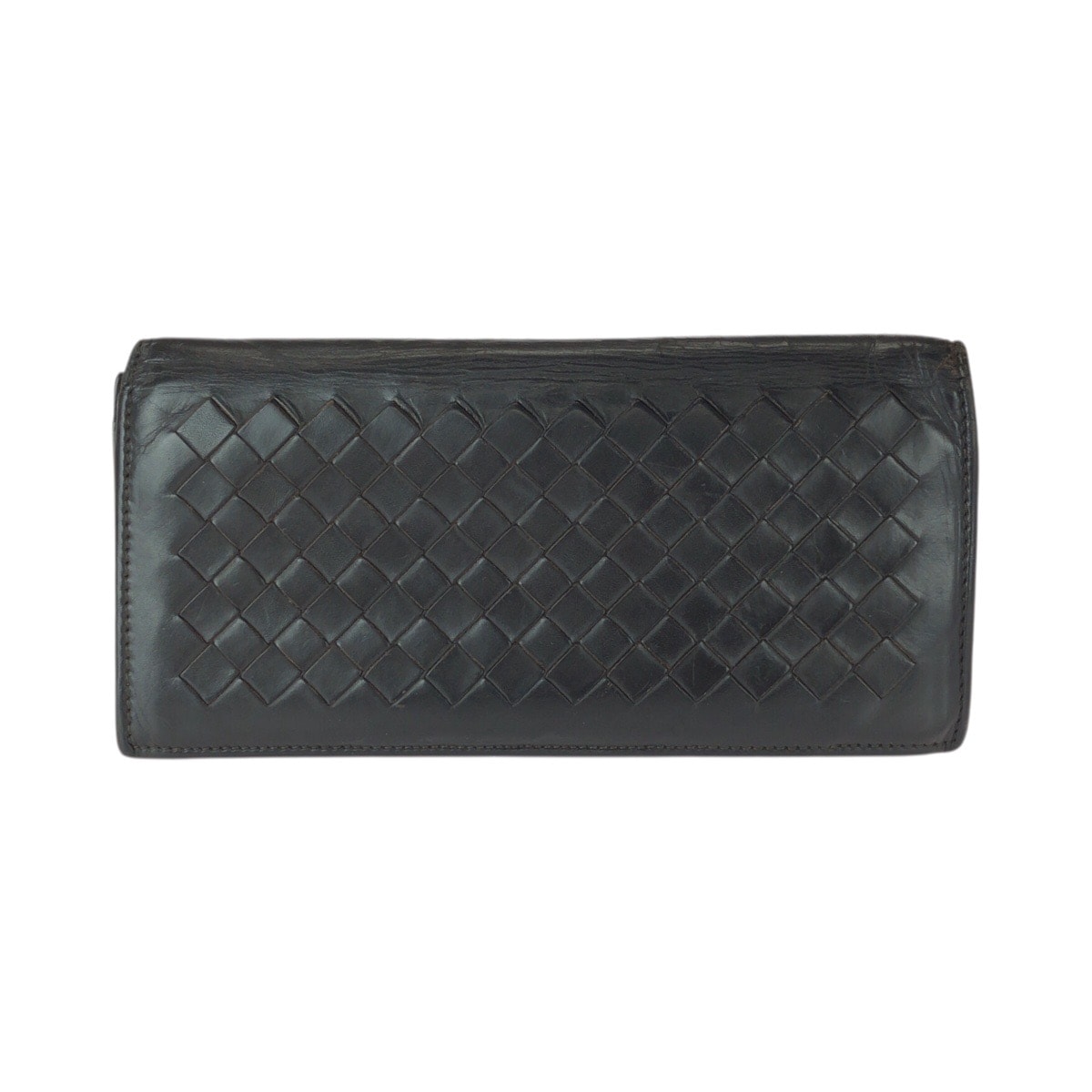 BOTTEGAVENETA ボッテガヴェネタ イントレチャート ブラウン ダークブラウン レザー 長財布 ロングウォレット 601072 【中古】