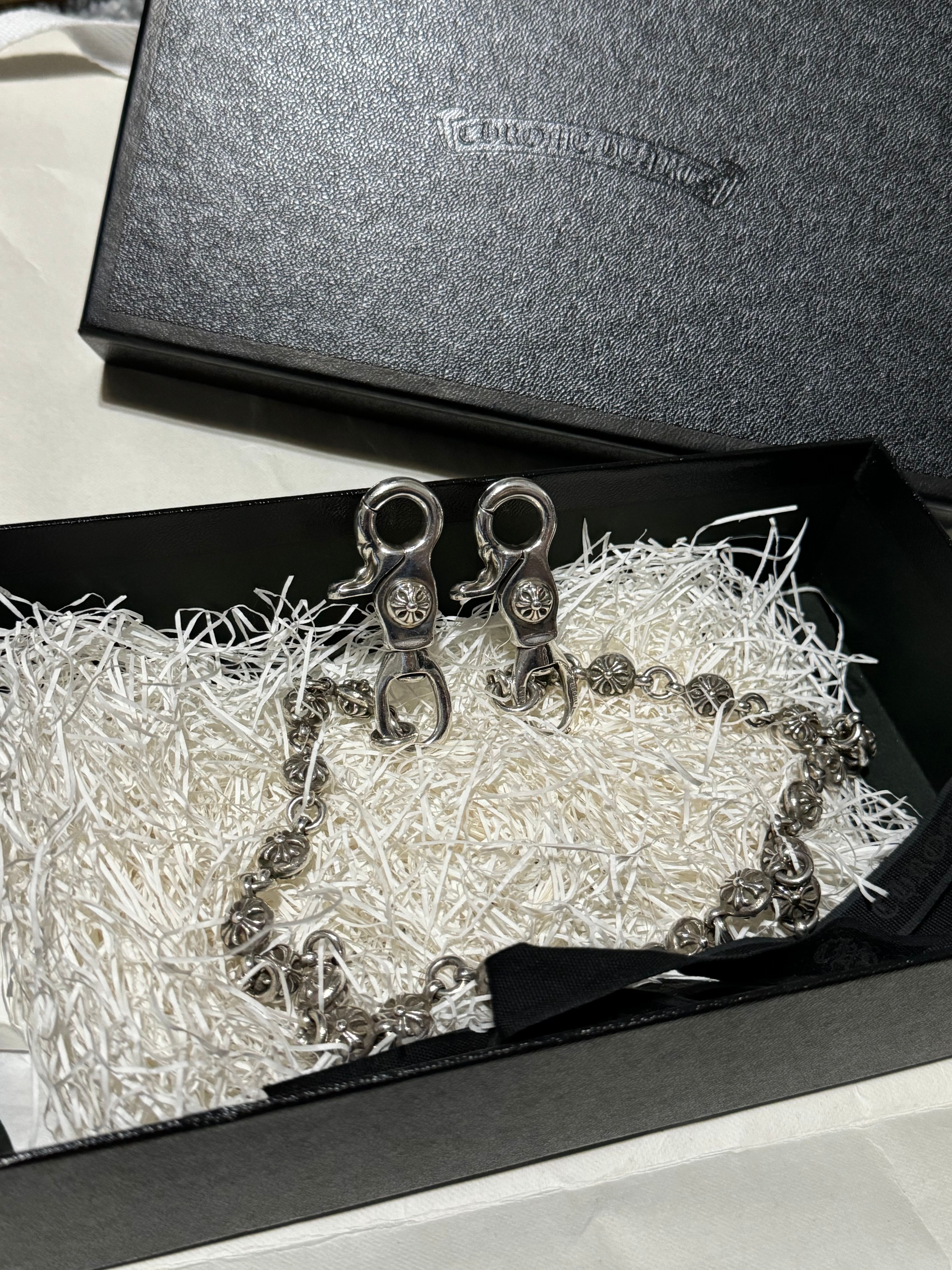 Chrome Hearts 2 Clip #2 Cross Ball Wallet Chain Long "Silver"