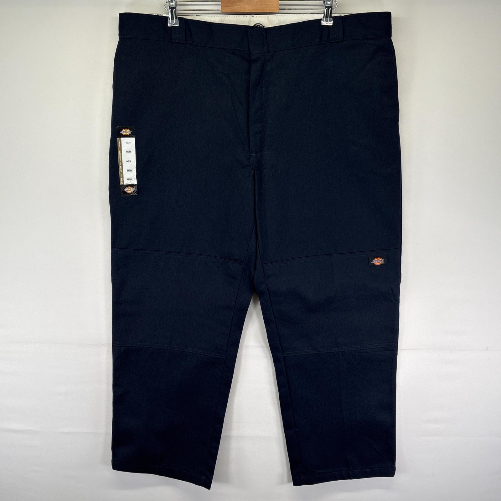 古着 美品 ディッキーズ Dickies ワークパンツ タグ付き デッドストック ダブルニー ワンポイントロゴ w44 L30  ネイビー メンズ