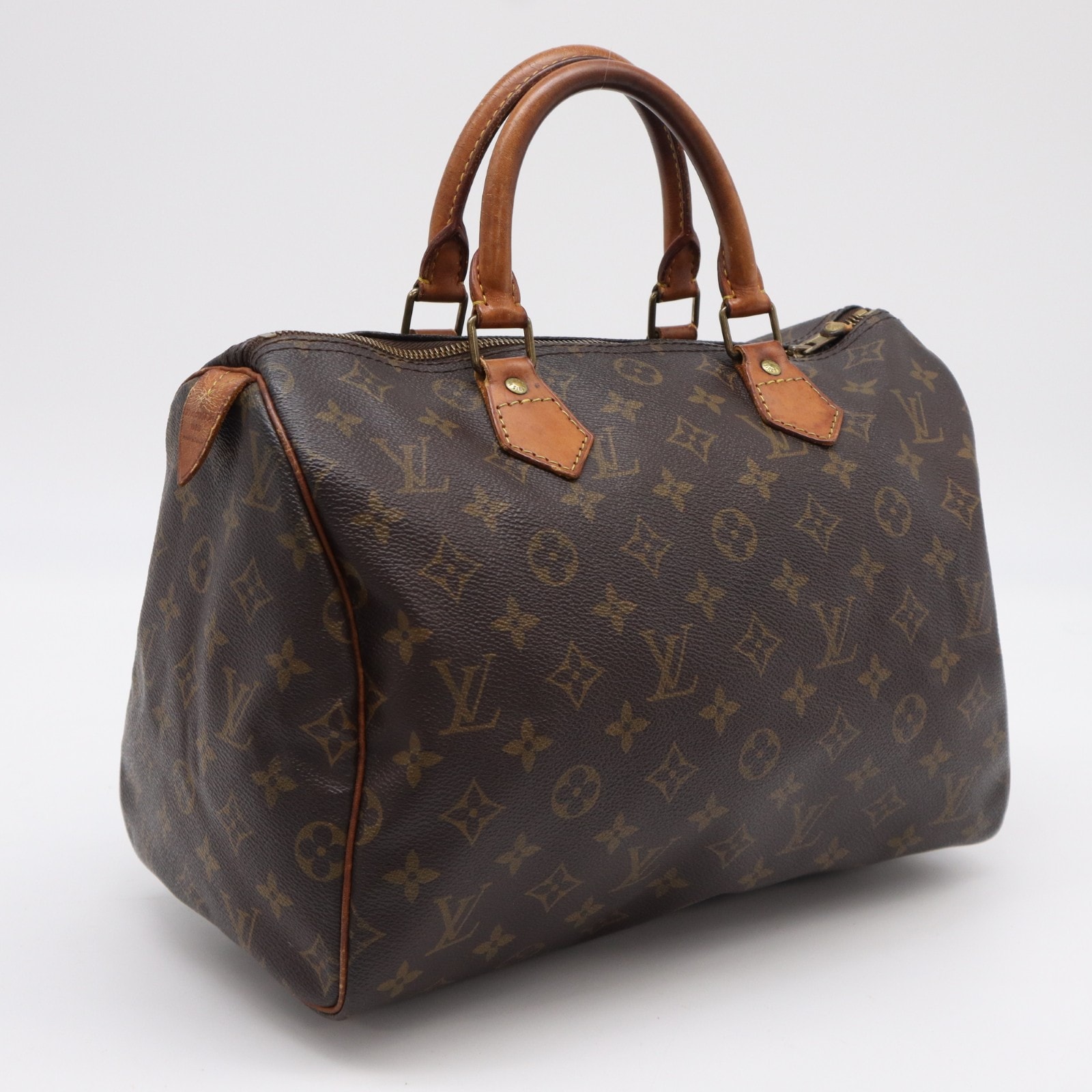 LOUIS VUITTON ルイ・ヴィトン モノグラム スピーディ30 M41526 ハンドバッグ ブラウン コーティングキャンバス レザー メンズ
